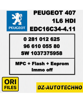 Peugeot 407 1.6 HDI – EDC16C34-4.11 – Full ECU Backup + IMMO OFF Solution